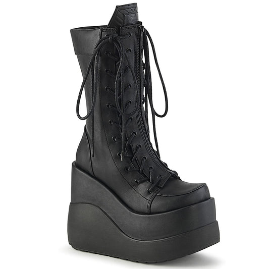 VOID-118 Black Vegan Leather-Patent Mid-Calf Boot Demonia US Size (Women's): 6