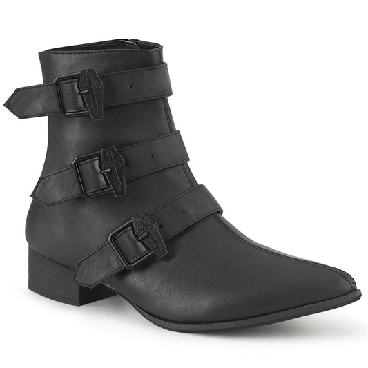 WARLOCK-50-C Black Vegan Leather Ankle Boot Demonia US Size (Unisex/Men's): 4