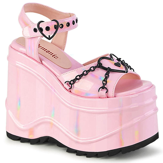 WAVE-09 Baby Pink Hologram Sandal Demonia US Size (Women's): 6