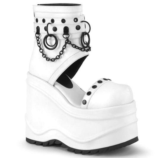 WAVE-22 White Vegan Leather Sandal Demonia US Size (Women's): 6