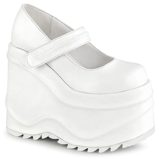 WAVE-32 White Vegan Leather Mary Janes Demonia US Size (Women's): 6