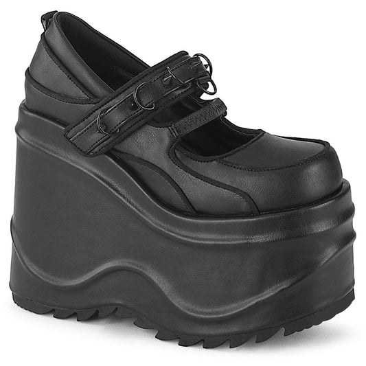 WAVE-48 Black Vegan Leather Mary Janes Demonia US Size (Women's): 6