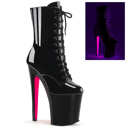 XTREME-1020TT Black Patent/Black-Neon Hot Pink Ankle Boot Pleaser US Size (Women's): 5