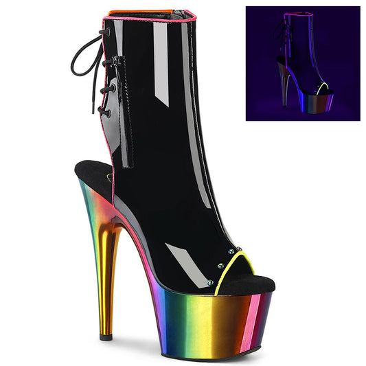 ADORE-1018RC-02 Black Patent/Rainbow Chrome Pleaser US Size (Women's): 5