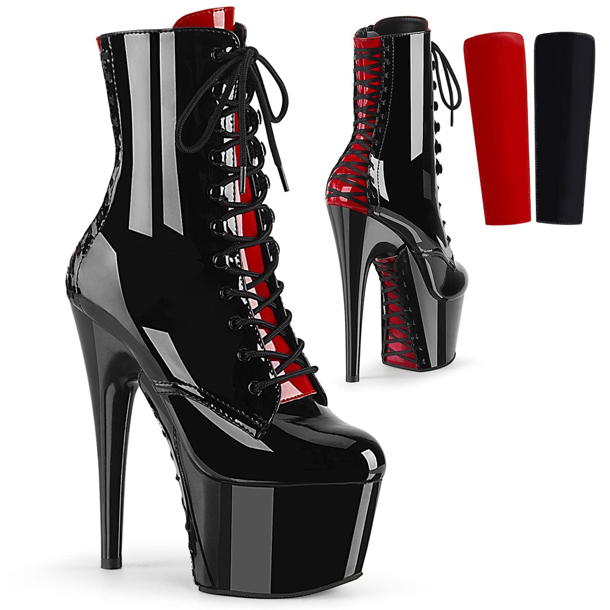 ADORE-1020FH Black-Red Patent/Black-Red Ankle Boot Pleaser US Size (Women's): 5