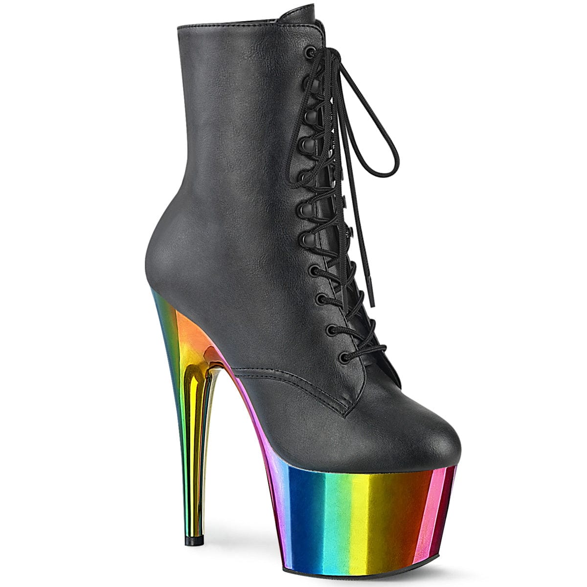 ADORE-1020RC Black Faux Leather/Rainbow Chrome Pleaser US Size (Women's): 5