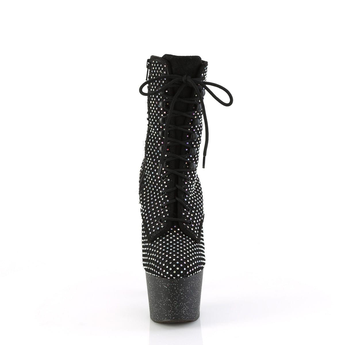 ADORE-1020RM Black Faux Suede-Rhinestones Mesh/Black Matte Pleaser US Size (Women's): 5