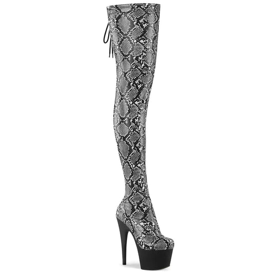 ADORE-3008SP-Boot Grey-Black Snake Print/Black Matte Pleaser US Size (Women's): 5