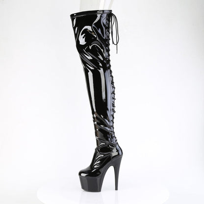 ADORE-3850 Black Stretch Patent/Black Pleaser US Size (Women's): 5