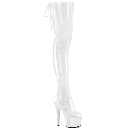 ADORE-3850 White Stretch Patent/White Pleaser US Size (Women's): 5