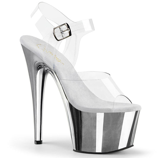 ADORE-708 Clear-Matching/Silver Chrome Pleaser US Size (Women's): 5