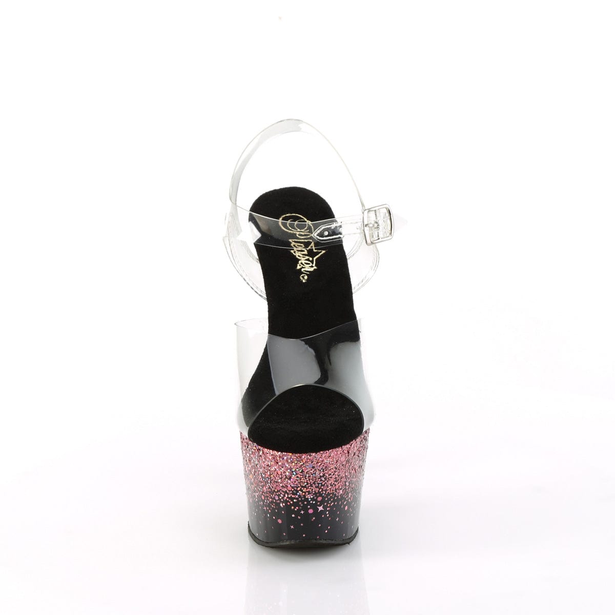 ADORE-708SS Clear/Black-Pink Multi Glitter Pleaser US Size (Women's): 5