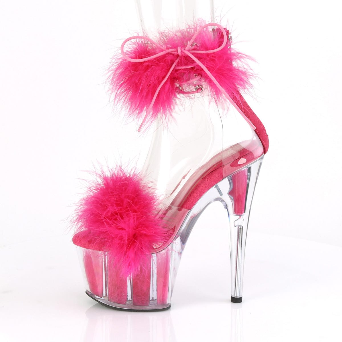 ADORE-724F Clear-Hot Pink Fur/Hot Pink Fur Platform Sandal Pleaser US Size (Women's): 5