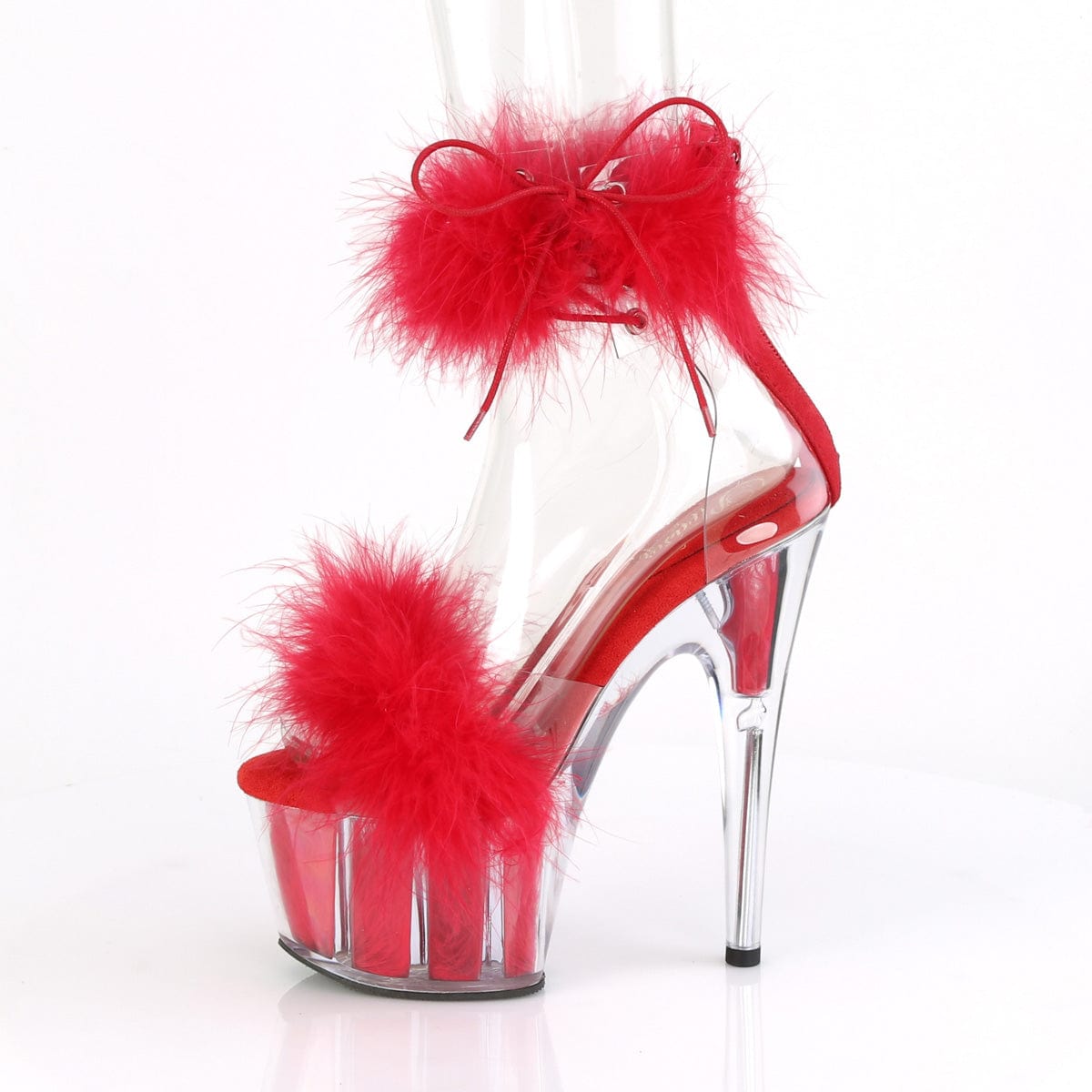 ADORE 724F Clear Red Fur Red Fur Sandals SHOE ME