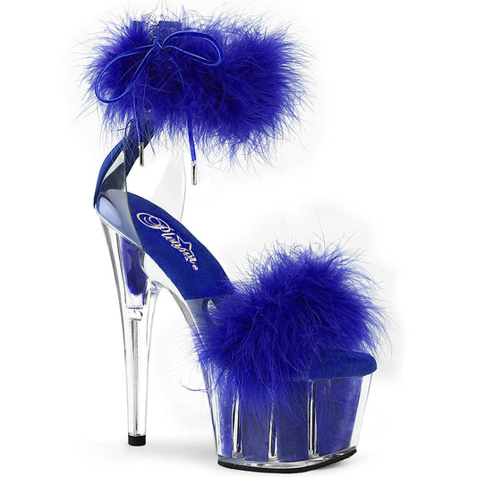 ADORE-724F Clear Royal Blue Fur Sandals Pleaser US Size (Women's): 5