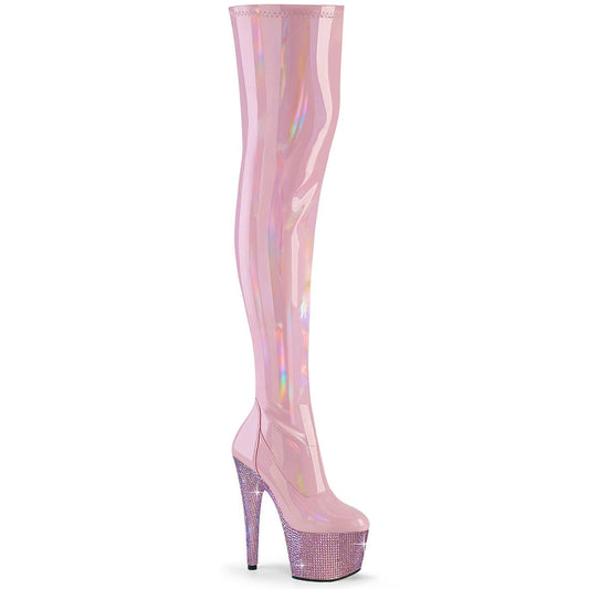 BEJEWELED-3000-7 Baby Pink Stretch Holo Patent/Baby Pink AB Rhinestones Pleaser US Size (Women's): 5