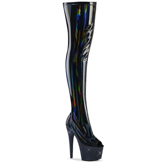 BEJEWELED-3011-7 Black Stretch Hologram Patent/Midnight Black Rhinestones Pleaser US Size (Women's): 5