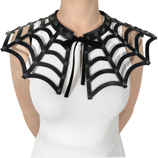 DA-213 Black Faux Leather Spiderweb Cut Out Collar Demonia US Size (Women's): ONE SIZE