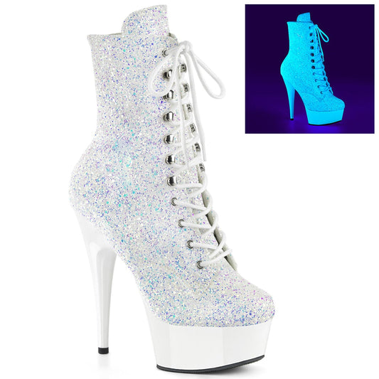 DELIGHT-1020LG Neon White Multi Glitter/Neon White Pleaser US Size (Women's): 5