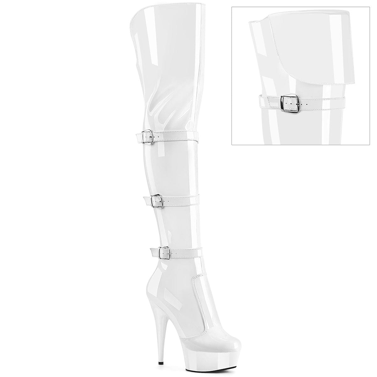 DELIGHT-3018 White Stretch Patent/White Pleaser US Size (Women's): 5