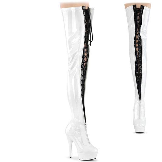 DELIGHT-3027 White-Black Stretch Patent/White Pleaser US Size (Women's): 5