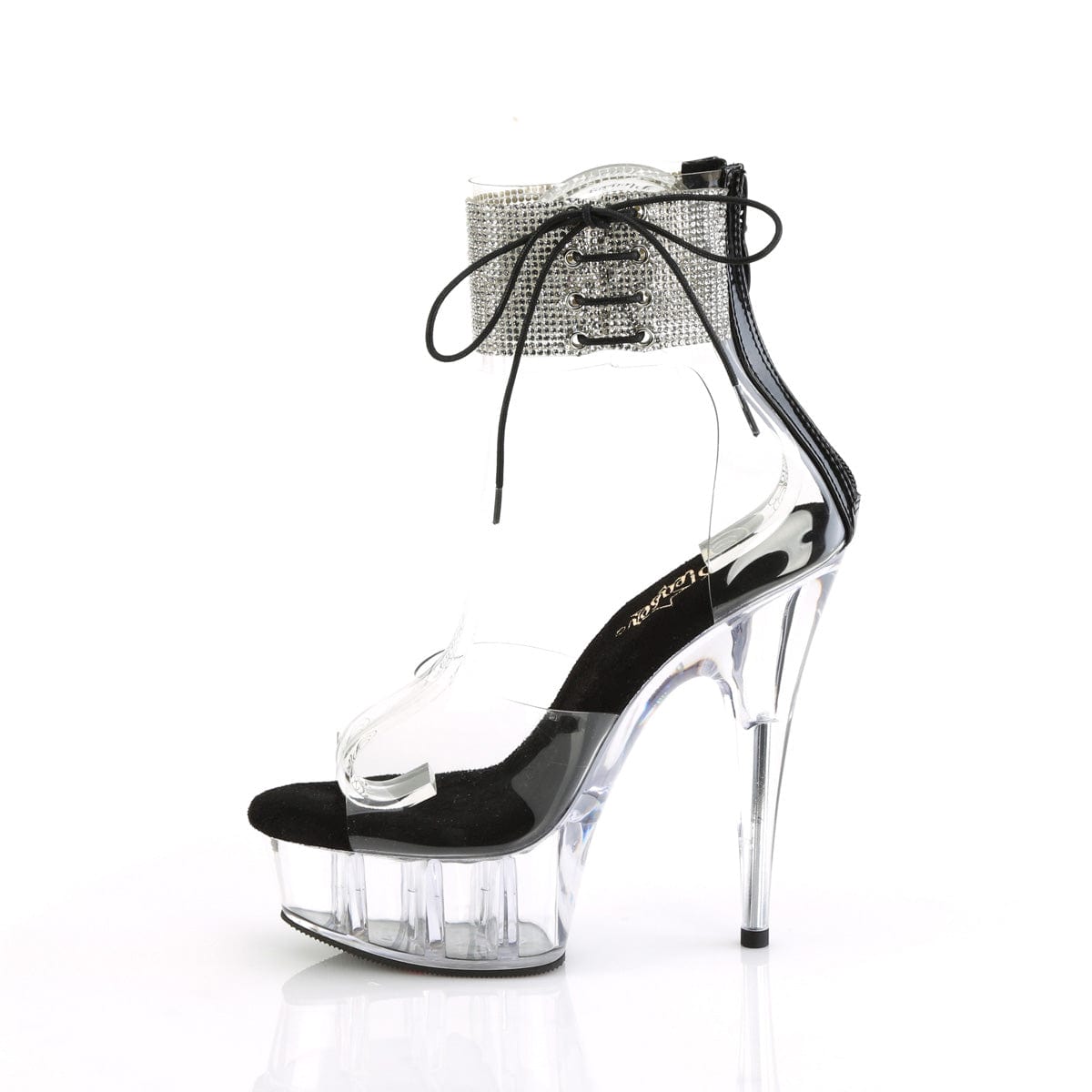 DELIGHT-624RS Clear-Black/Clear Pleaser US Size (Women's): 5