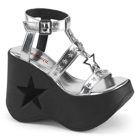 DYNAMITE-12 Silver Metallic Vegan Leather Demonia US Size (Women's): 6