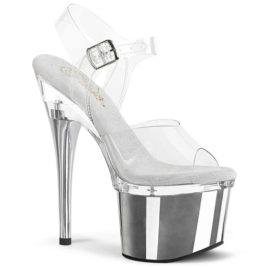 ESTEEM-708 Clear/Clear-Silver Chrome Pleaser US Size (Women's): 5