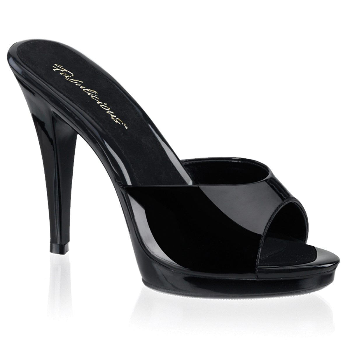 Black slide outlet on heels