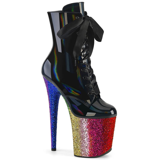 FLAMINGO-1020HG Black Hologram Patent/Rainbow Glitter Pleaser US Size (Women's): 5