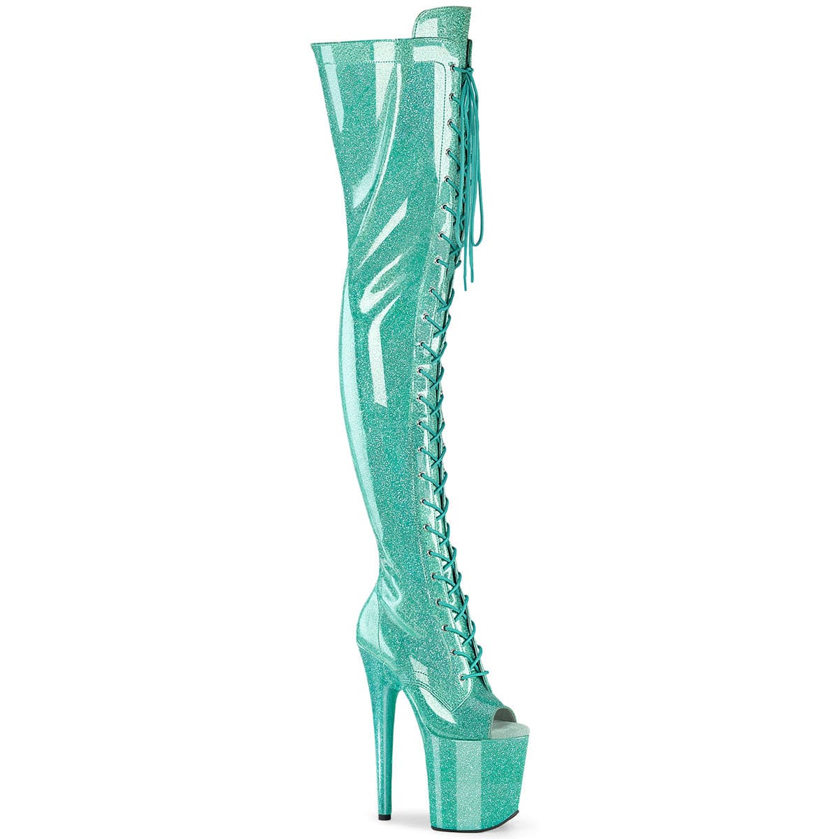 FLAMINGO-3021GP Aqua Glitter Patent/M Pleaser US Size (Women's): 5