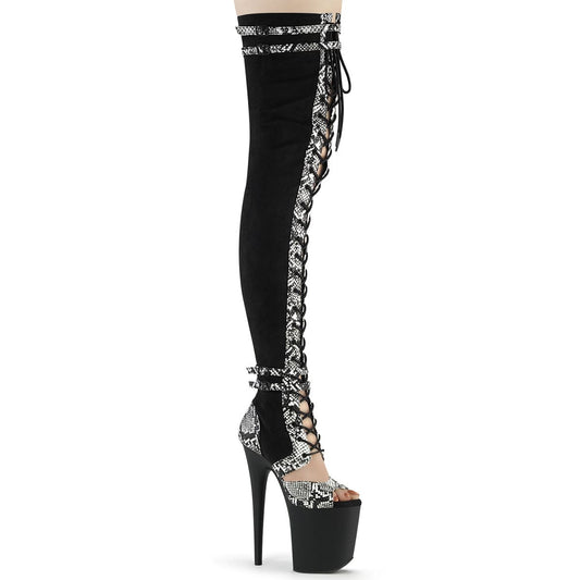 FLAMINGO-3027SP Black Faux Suede-Snake Print Faux Le./Black Matte Pleaser US Size (Women's): 6