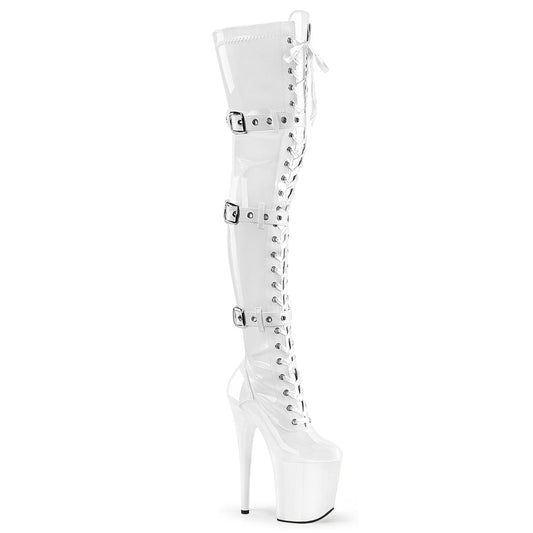 FLAMINGO-3028 White Stretch Patent/White Pleaser US Size (Women's): 6