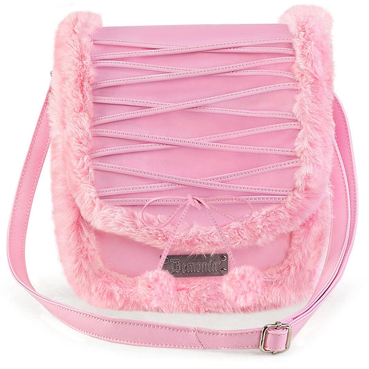 HB-663 Baby PINK VEGAN LEATHER-FAUX FUR Demonia US Size (Women's): ONE SIZE