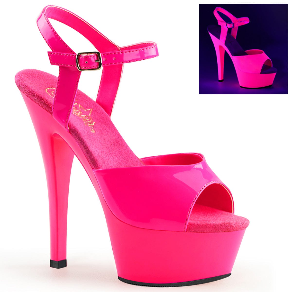 Neon pink platform store sandals