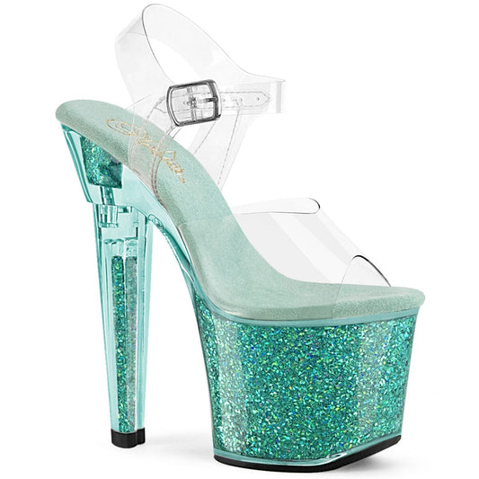 LOVESICK-708SG Clear/Aqua multi Iridescent Glitters Pleaser US Size (Women's): 5