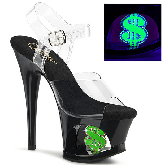 MOON-708USD Clear/Black-Neon Green Pleaser US Size (Women's): 5