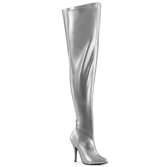 SEDUCE-3000WC Silver Stretch Metallic Pu Pleaser US Size (Women's): 6