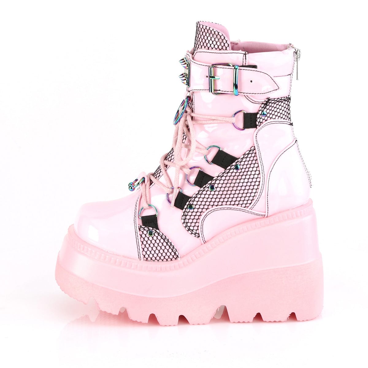 SHAKER-60 Baby Pink Hologram Ankle Boot Demonia US Size (Women's): 6