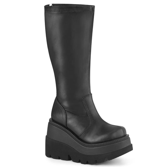 SHAKER-65WC Black Stretch Vegan Leather Demonia US Size (Women's): 5