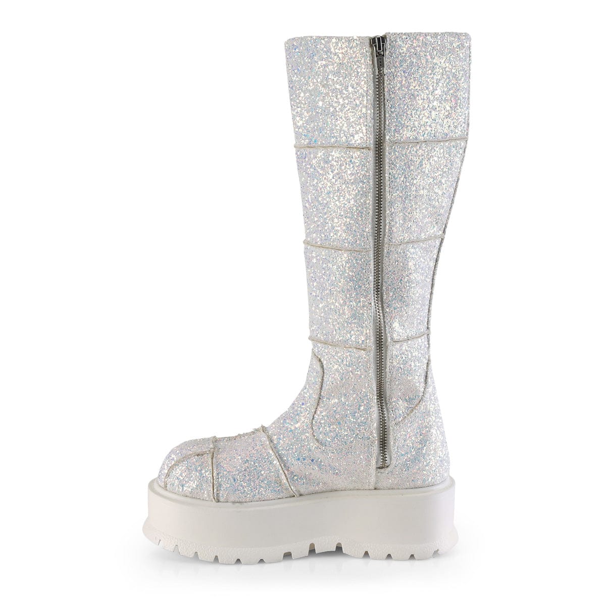 SLACKER-230 White Multi Glitter Knee Boot Demonia US Size (Women's): 6