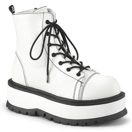 SLACKER-55 White Vegan Leather Demonia US Size (Women's): 6