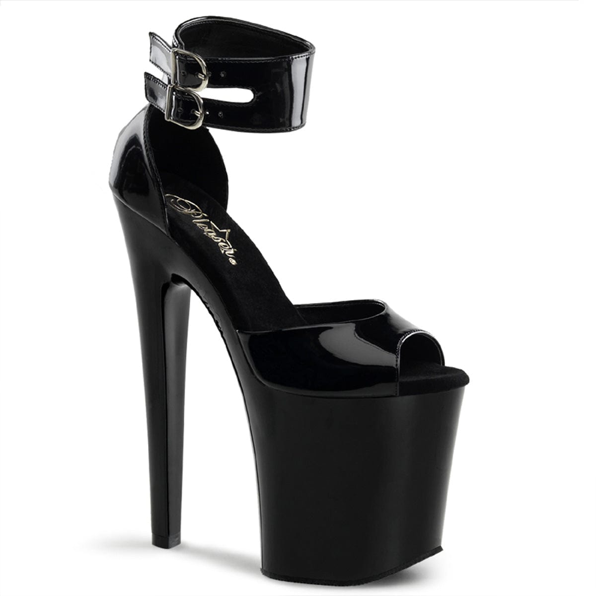 Classic long strap closure black platform sandals – heels N thrills